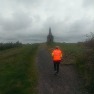 Mrs Sticks approaches the summit of Ashurst Beacon for the first time.